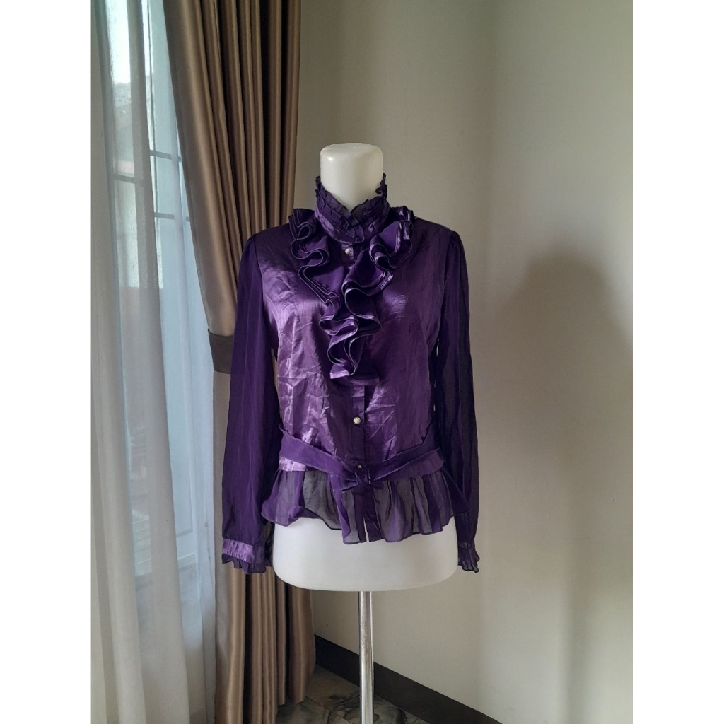 Kemeja Rumbai Vintage, Kemeja Blouse Vintage, Victorian Longsleeve