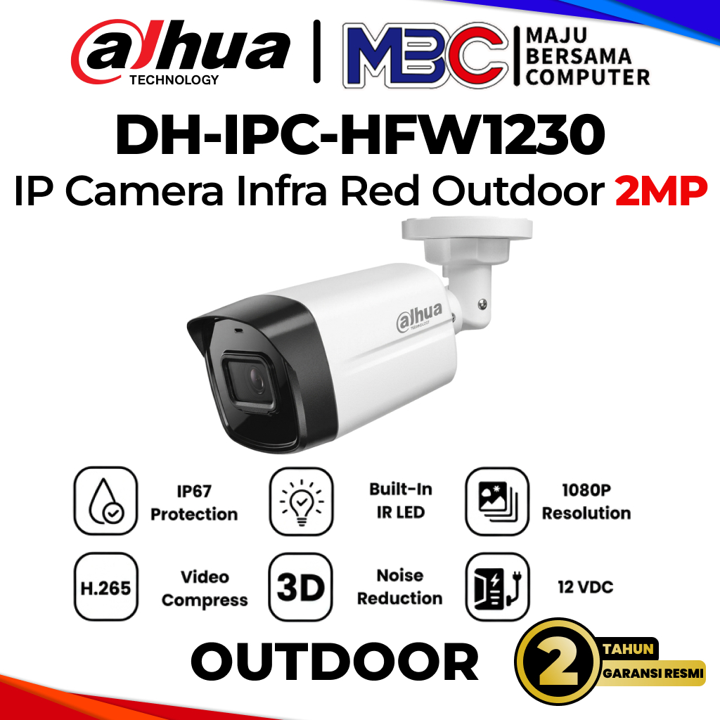 IP Cam Dahua 2MP Outdoor HFW1230 - IP Camera ONVIF