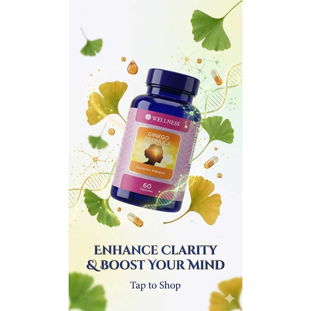 WELLNESS Ginkgo Formula Biloba Vitamin Daya Ingat Saraf Otak Vertigo 60 Kapsul