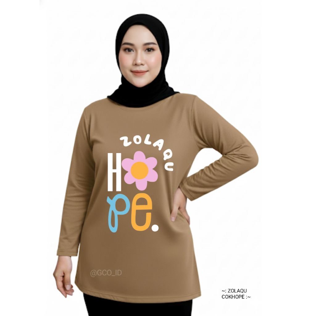 Kaos Oversize Wanita Zolaqu Coklat ZLQ Original Fashionable T-Shirt Casual Lengan Panjang Atasan San