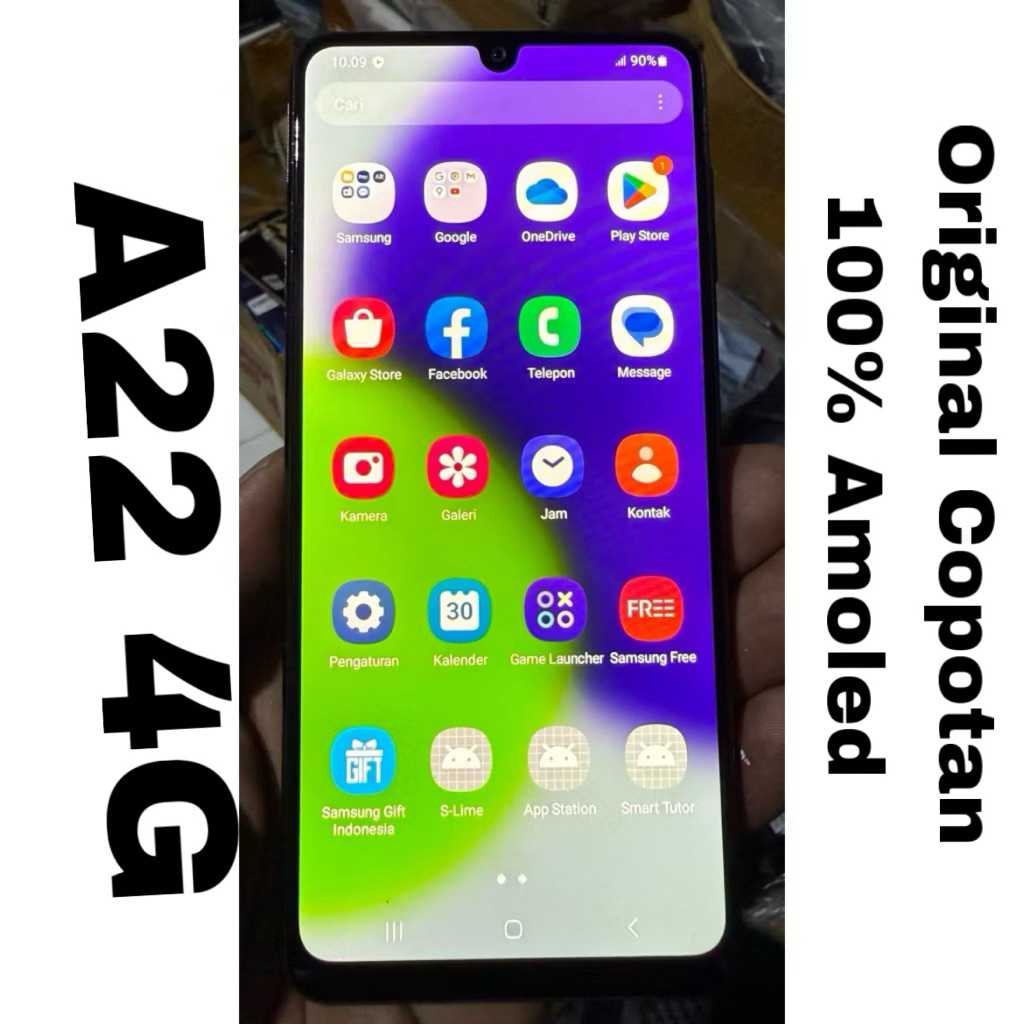 LCD Samsung A22 4G AMOLED Original samsung Copotan 100% Normal siap Pakai