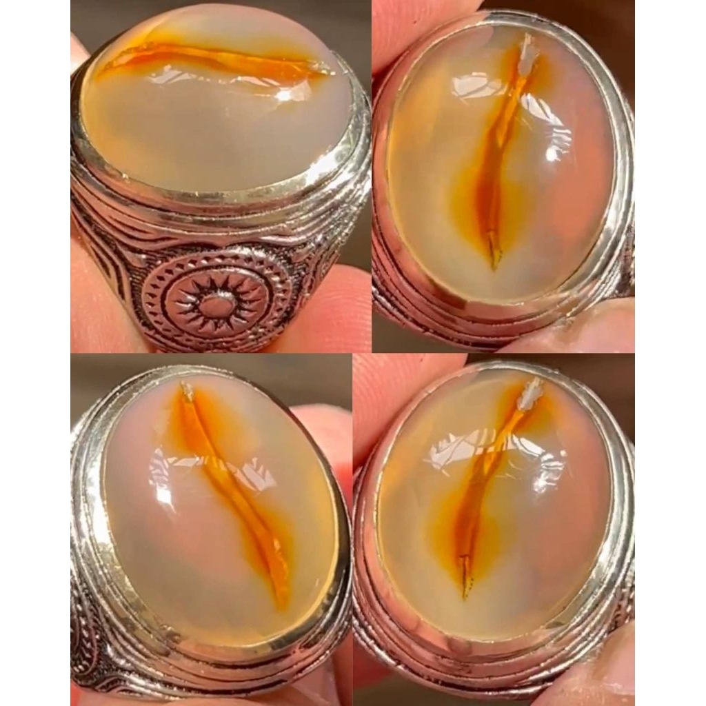 NATURAL CINCIN BATU AKIK ANGGUR SUSUP EMAS COMBONG DARI UJUNG ATAS TEMBUS UJUNG BAWAH AJIB ANTIK