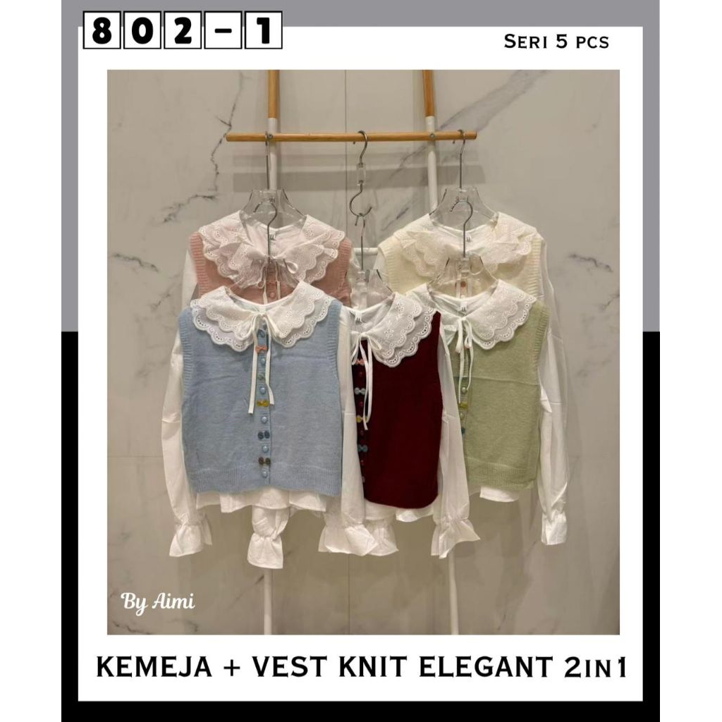 NewArrivals VSF04.6216K-4 - LF802-1 Kemeja Wanita Import Catton Premium Terbaru Kekinian Plus+ Vest-