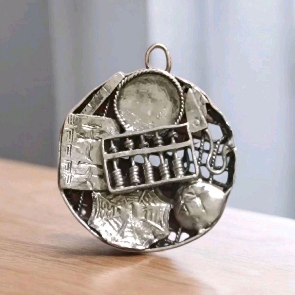 Liontin Amulet Perak Cina Zhuazhou Vintage Classic Jadul Lawas Kuno