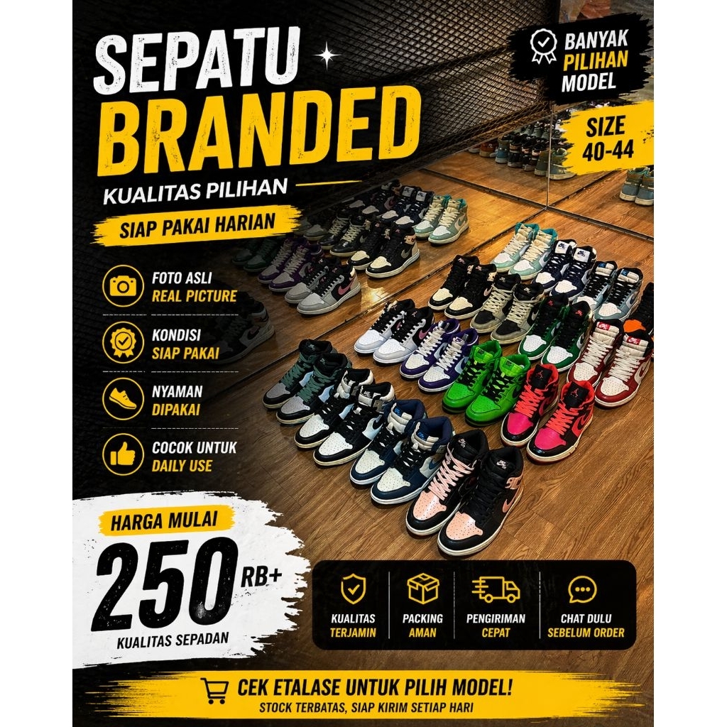 Sepatu Second Branded Pria Size 40–44 Kondisi Layak Pakai Banyak Pilihan Model