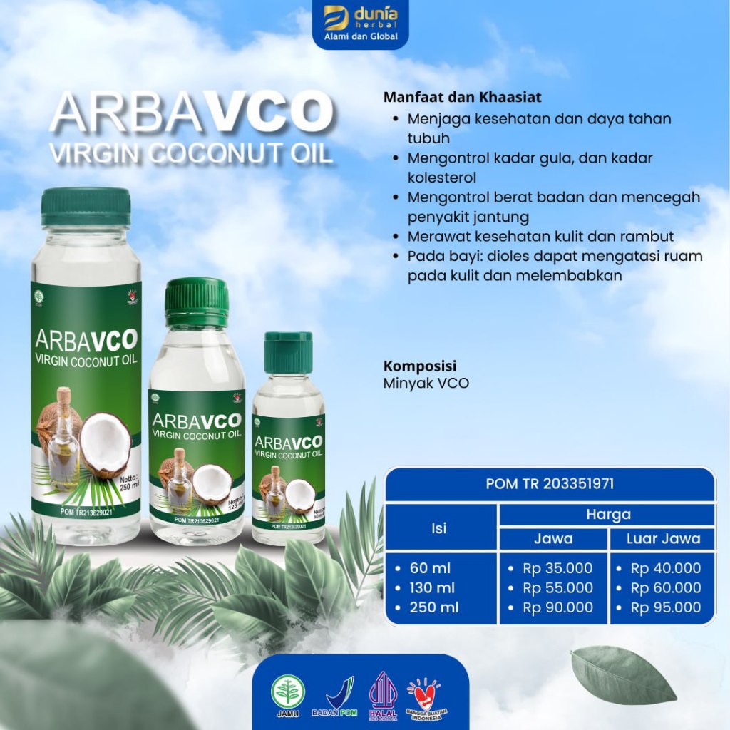ArbaVCO Virgin Coconut Oil VCO Minyak Kelapa Murni BPOM