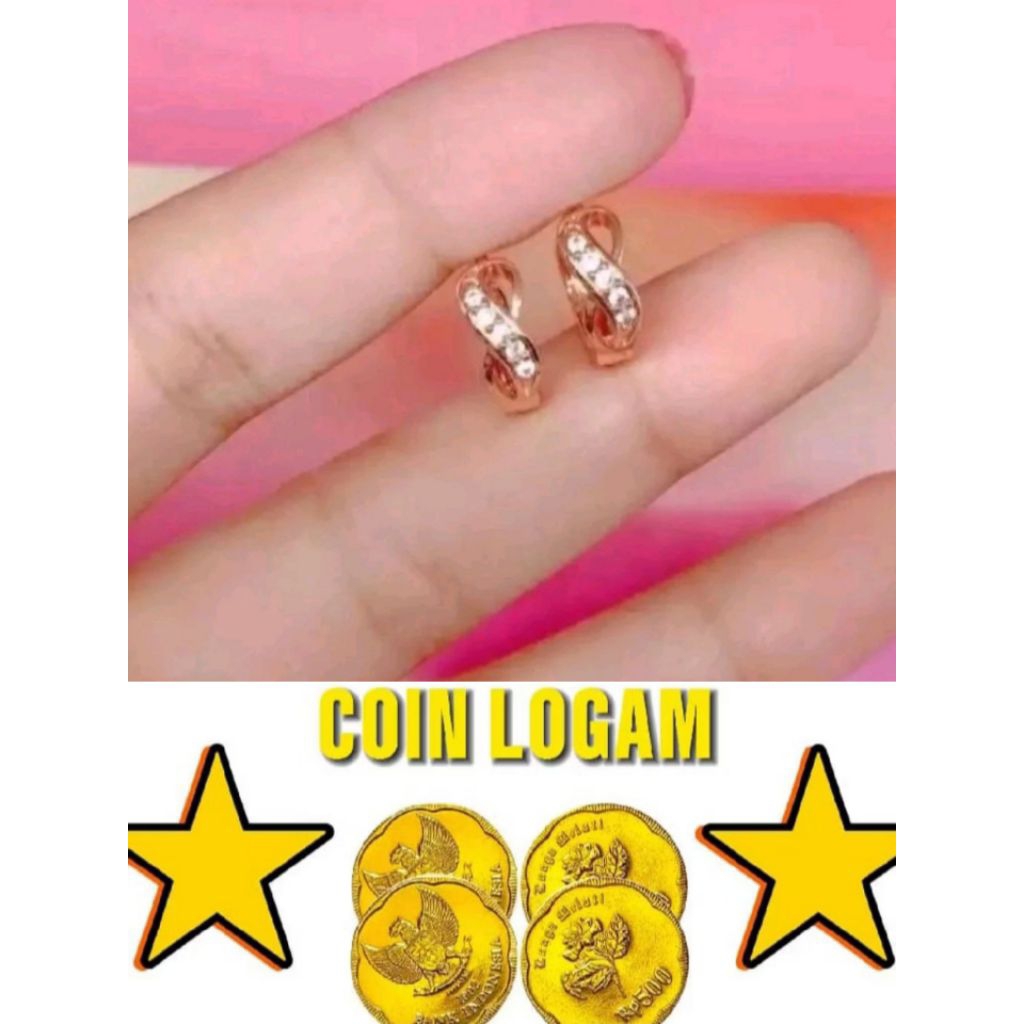 ANTING KOIN ASLI 1991 ANTING JAPIT DELAPAN WARNA EMAS ANTI LUNTUR