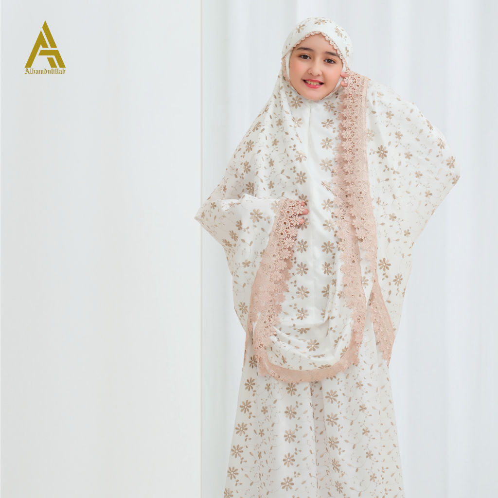 ALHAMDULILLAH - Mukena Anak Premium Sutra Bordir 2in1 Melati Serangkai Series Alhamdulillah