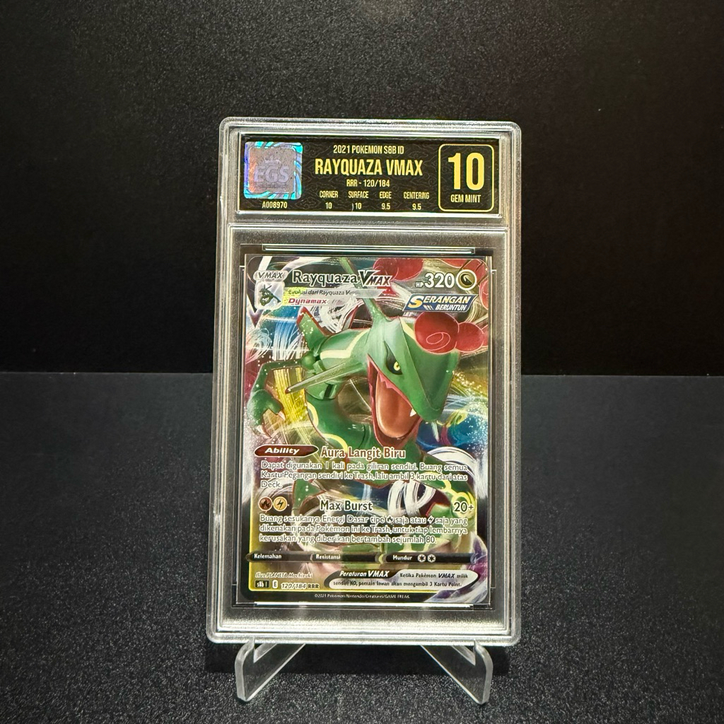 Kartu Pokemon Rayquaza VMAX RRR 120/184 2021 EGS Grading 10 VSTAR Semesta Original