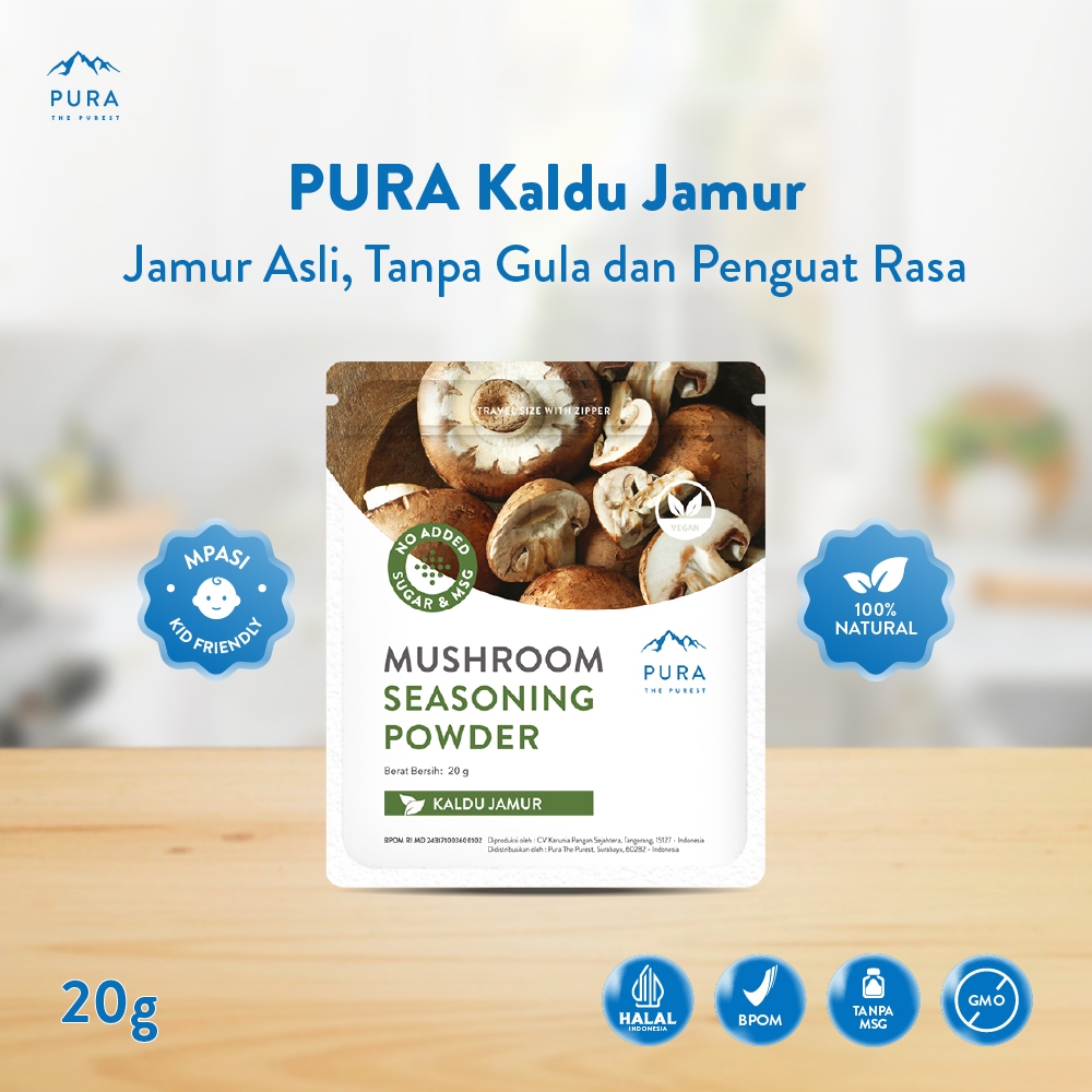 Pura Kaldu Asli | Bumbu Kaldu Jamur (20gr) - Mushroom Seasoning Powder  - Kaldu Mpasi Bayi - BB Boos