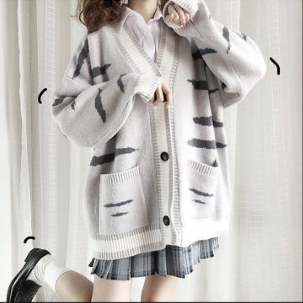 Cardigan Rajut Wanita Oversize Premium Cardigan Rajut Wanita Molly Oversize  Cardigan Rajut Motif Ko