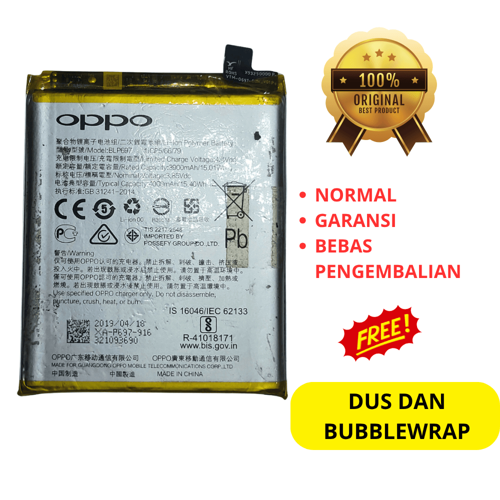 Baterai hp Oppo F11 Pro - BLP697 - asli original copotan cabutan bawaan