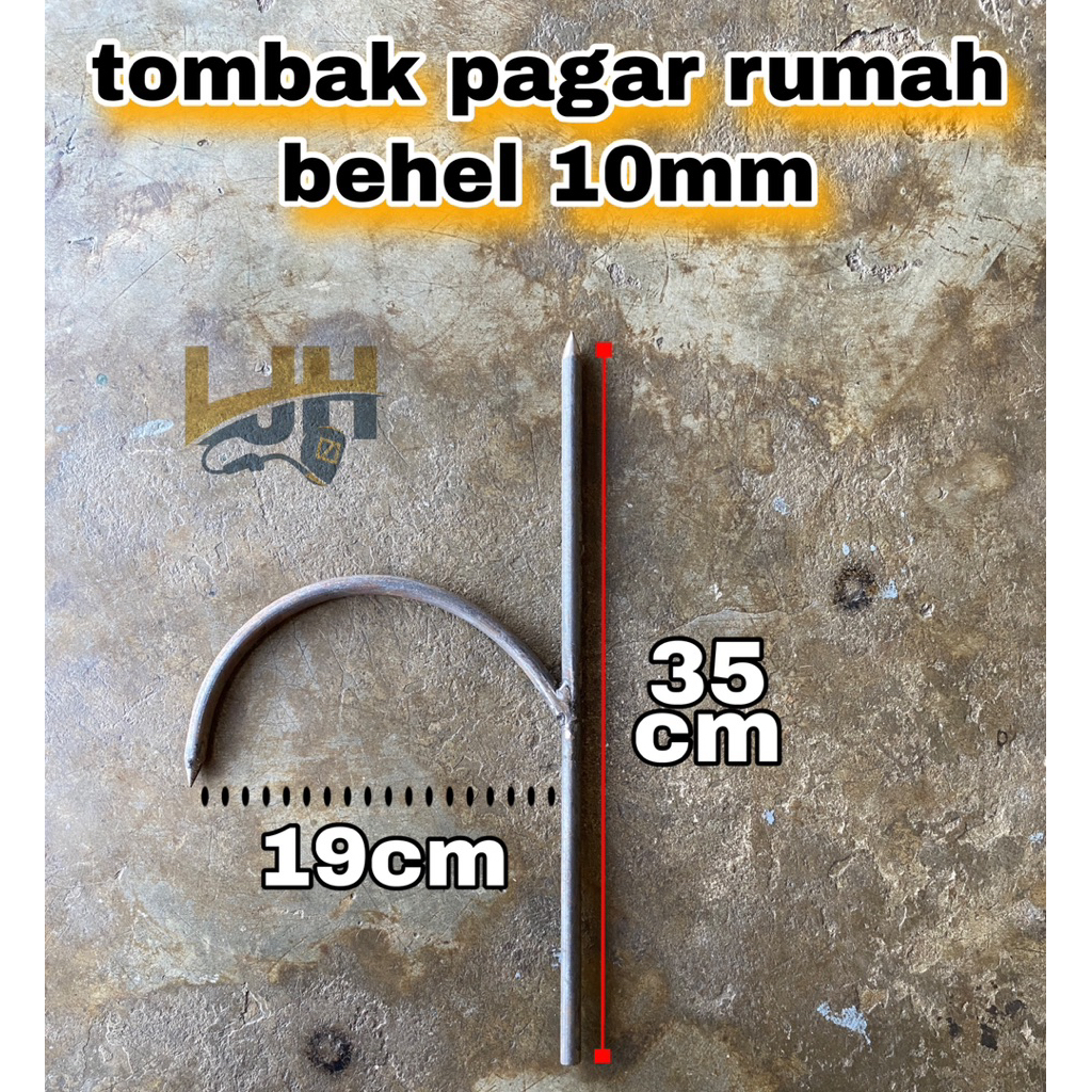 Tombak behel pagar rumah , behel 10mm . tombak behel besi. tinggi 35cm , lebar 19cm