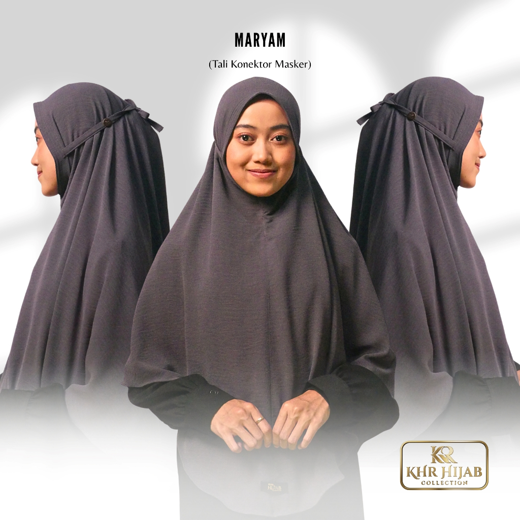 KHR - Bergo Maryam Crinkle Airflow Tali Konektor Masker Size L XL
