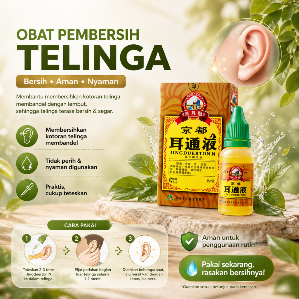 Obat Tetes Telinga - Pembersih Kotoran  Telinga Jingduertongye