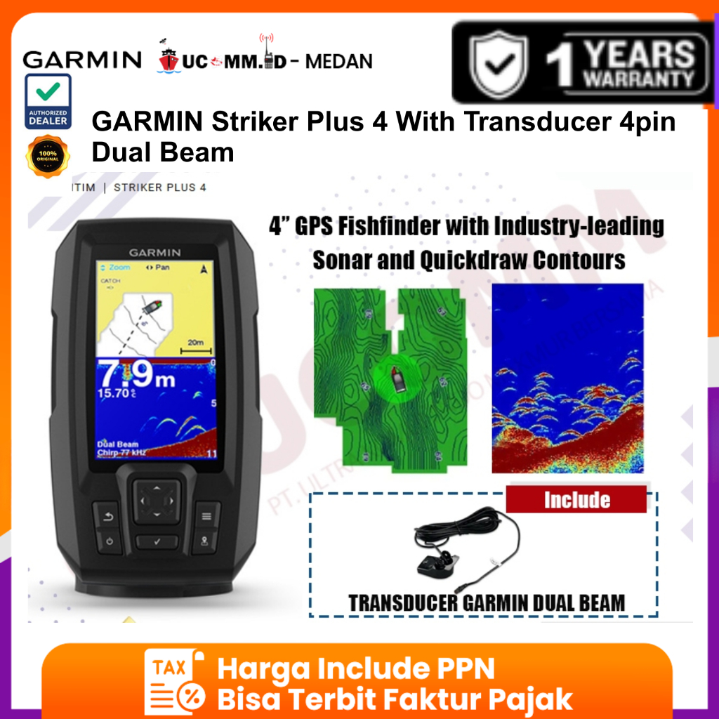 Garmin Striker Plus 4 GPS Fishfinder GPS Alat Penangkap Pelacak Ikan Original Garansi Resmi