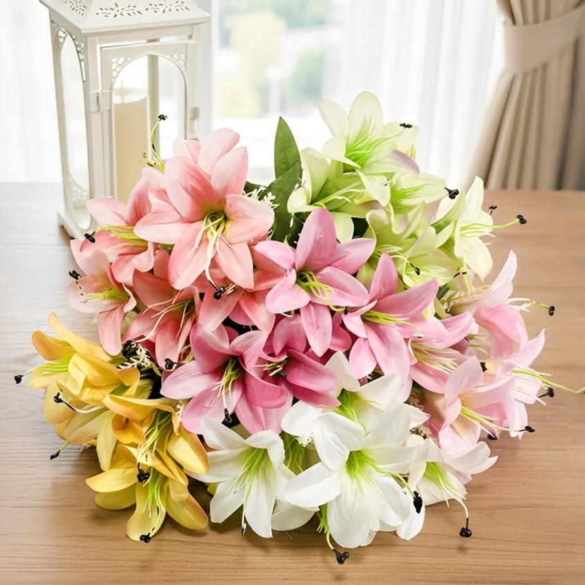 [COD] Bunga Lili Palsu Cantik - Buket Bunga Palsu Elegan untuk Dekorasi Rumah & Hadiah Ulang Tahun