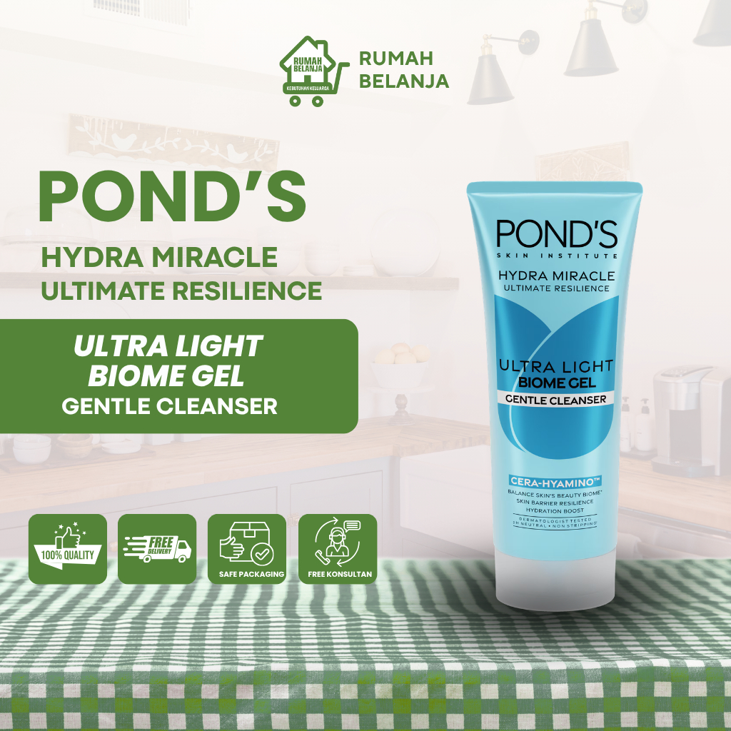 PONDS Ultra Light Biome Gel Gentle Cleanser 90g Sabun Cuci Muka Pembersih Wajah Lembut Skin Barrier 