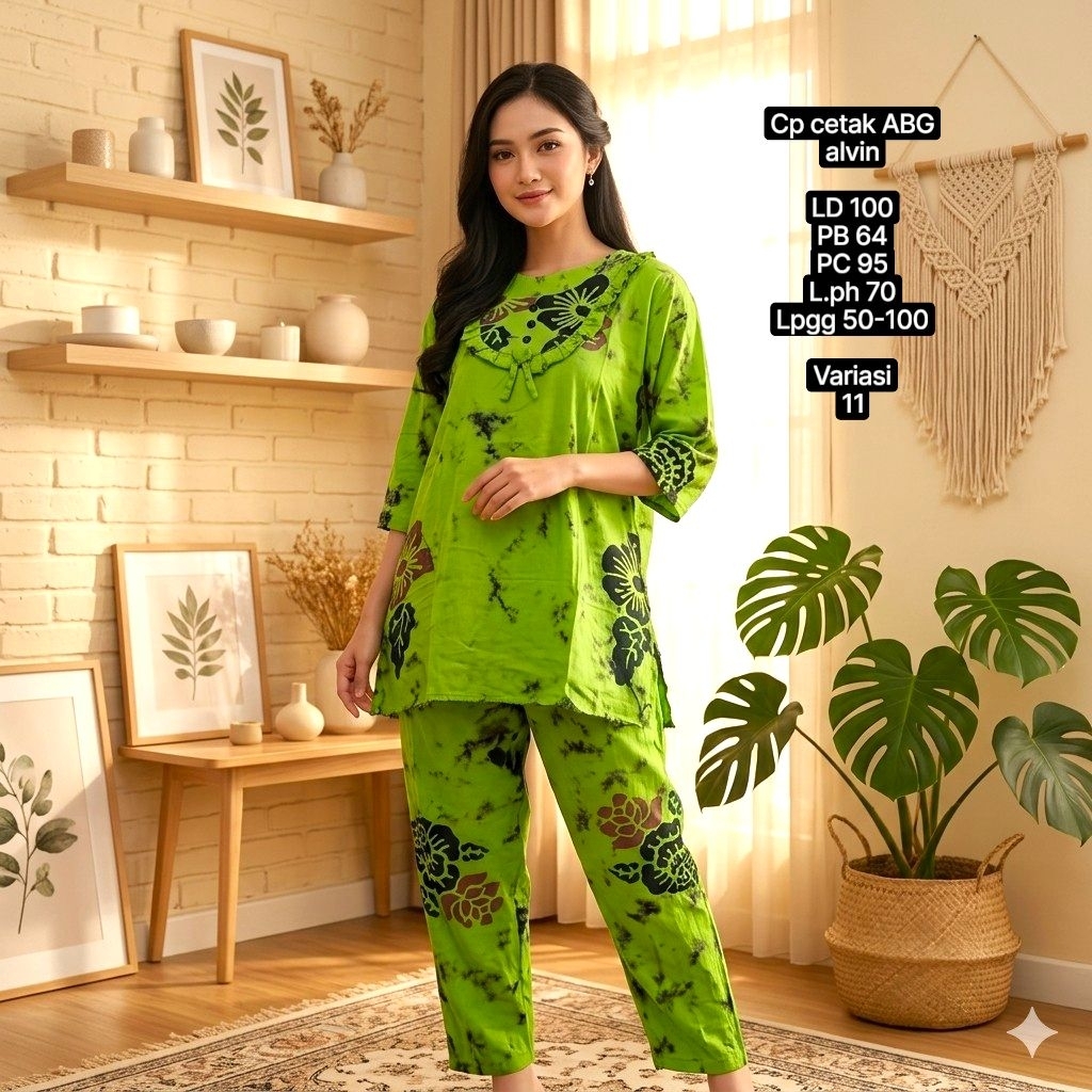 Setelan CP Cetak ABG, DEWASA Dan JUMBO Lengan 3/4 Dari Batik Alvin