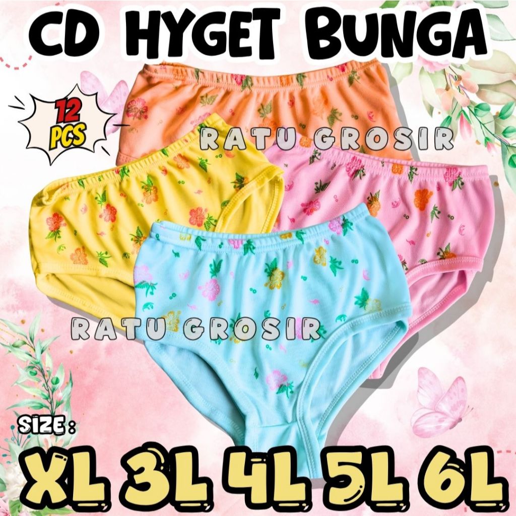 Celana Dalam Grosir 12 pcs / CD Wanita Motif Bunga Kartika