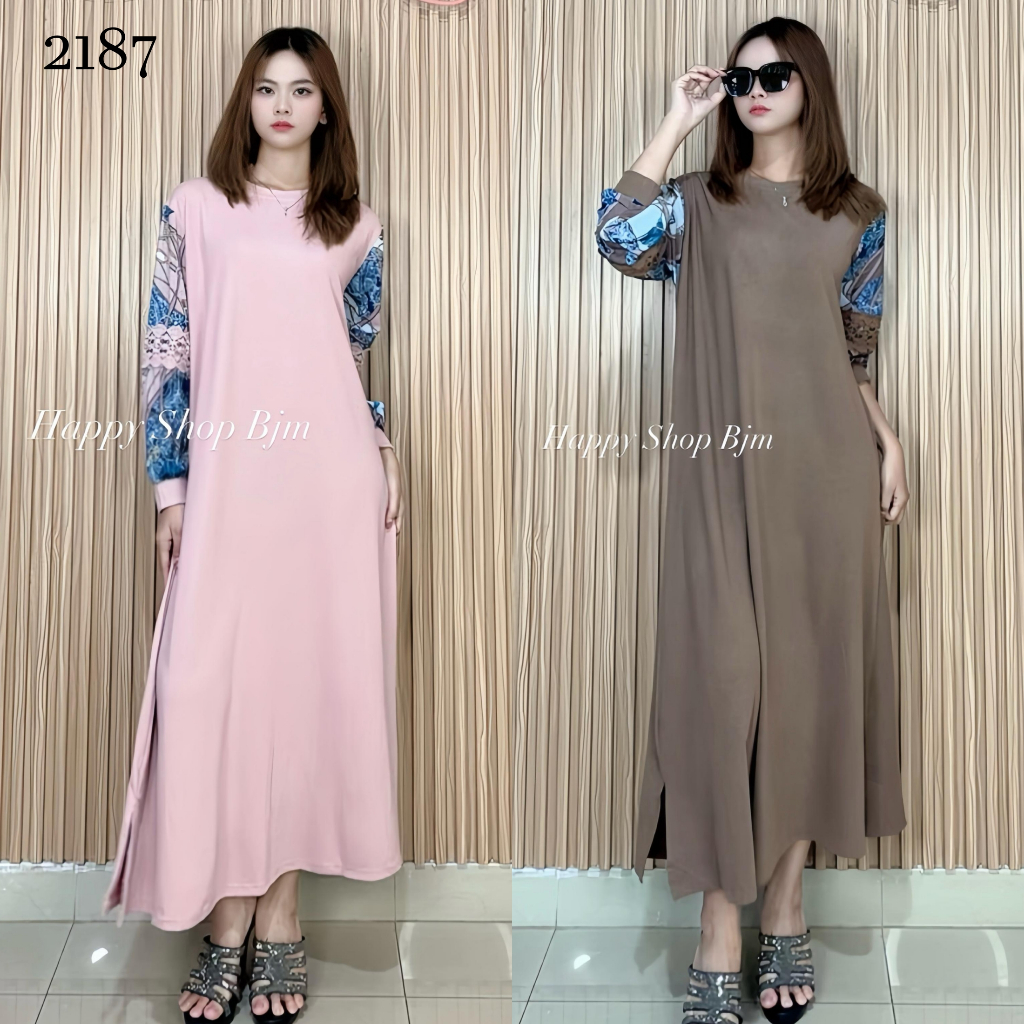 HAPPY SHOP - GAMIS WANITA KNIT LENGAN MOTIF 2187# VARIASI RENDA CANTIK BANGET KEKINIAN