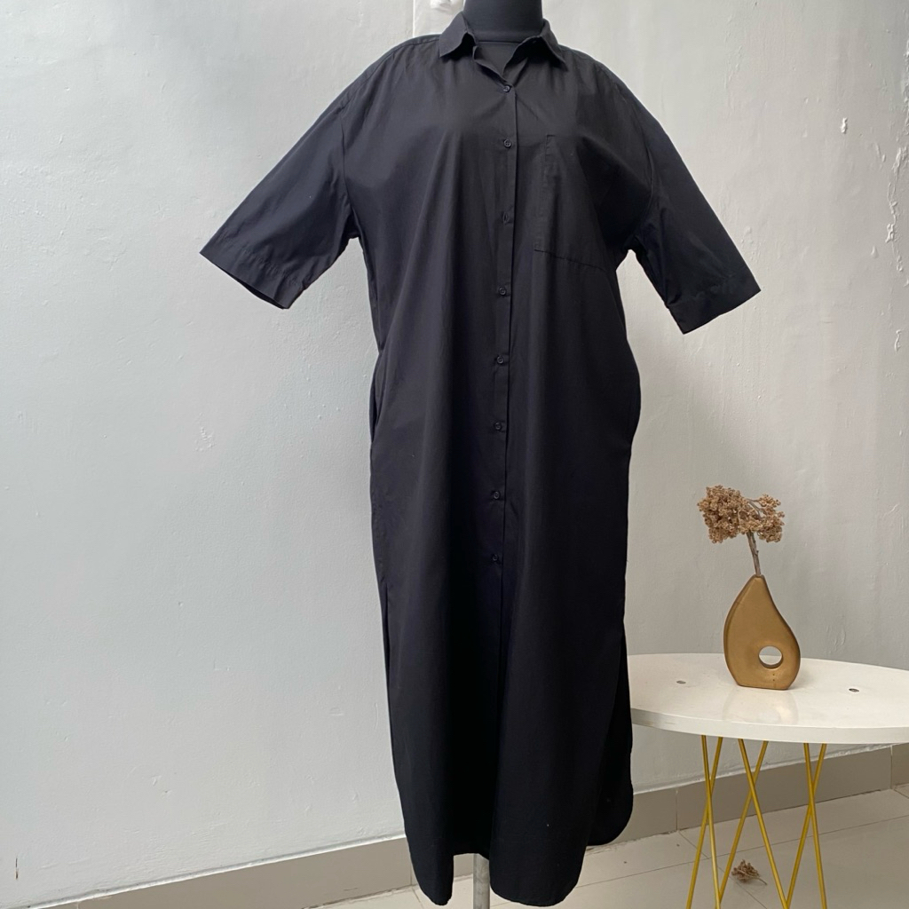 ZARA || PL Shirt Dress Casual Katun Linen | Basic Wanita