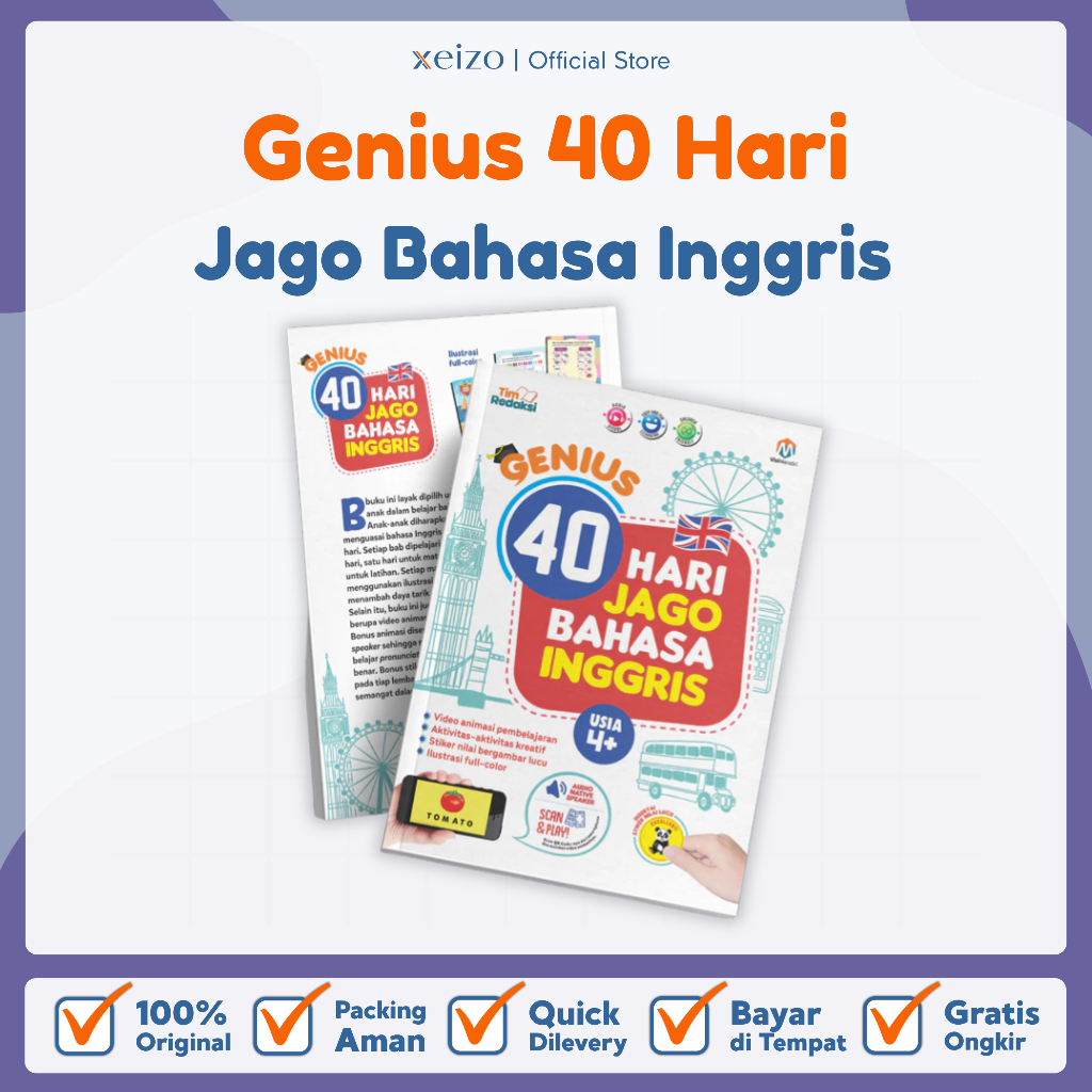 Buku Anak Genius 40 Hari Jago Bahasa Inggris | Belajar Bahasa Inggris Seru untuk Anak TK & SD