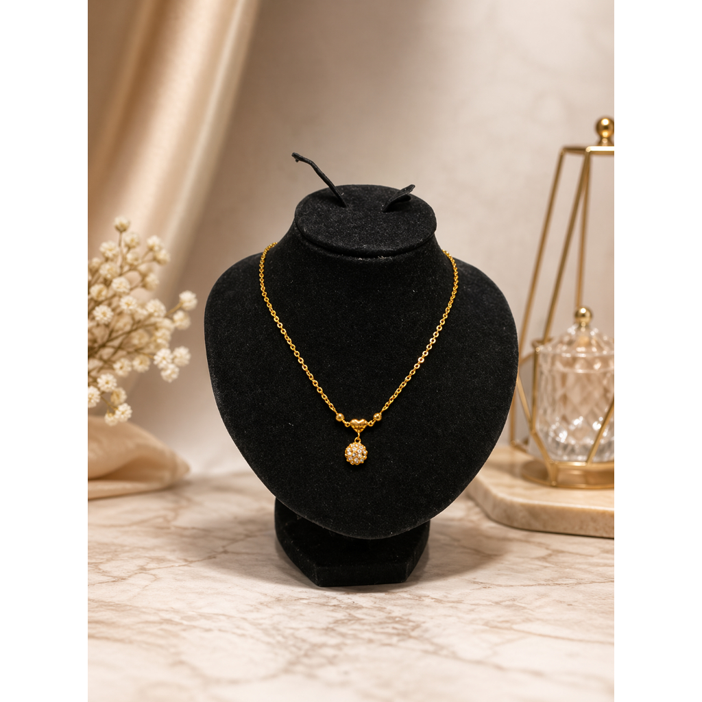kalung wanita model love bandul moon permata blink elegant emas asli