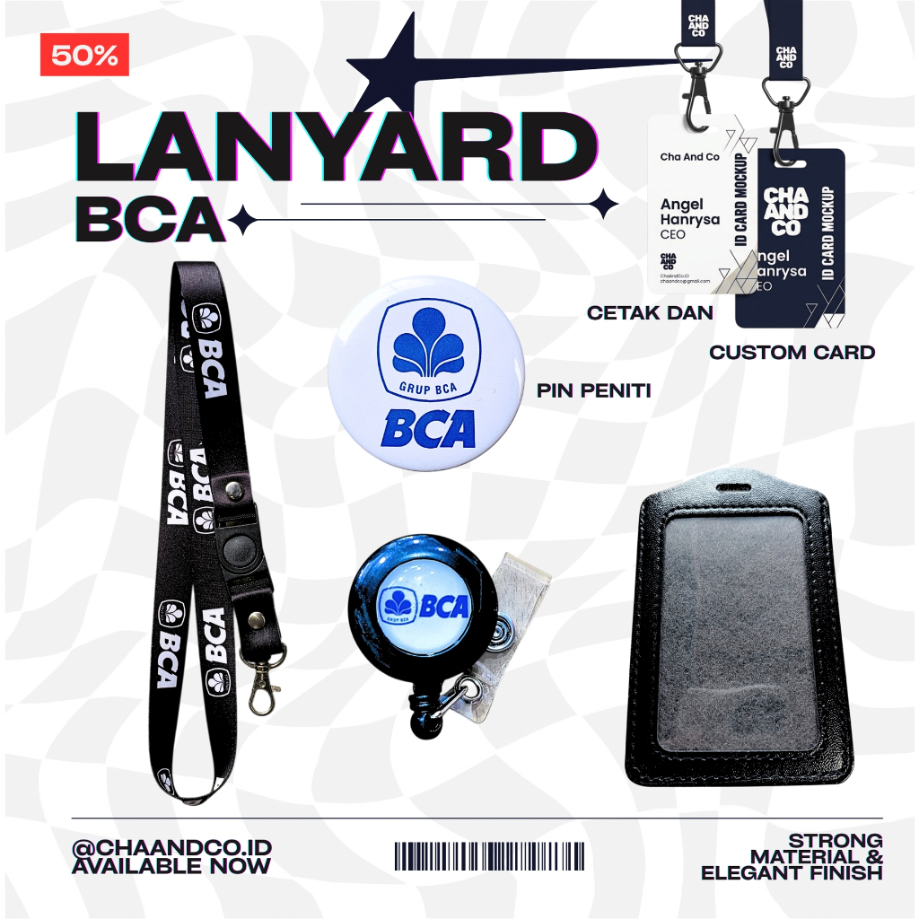 LANYARD BCA | SET LENGKAP LANYARD BCA HITAM [Tali lanyard gantungan bca READY STOKK]