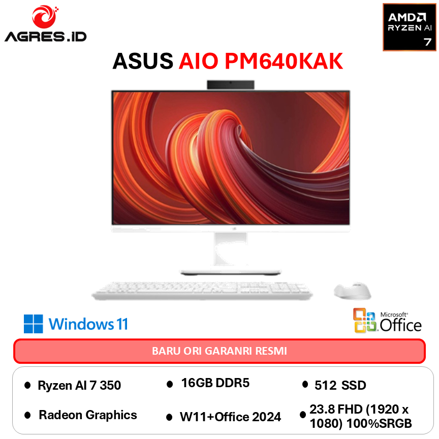 ASUS AIO PM640KAK AMD RYZEN AI 7 350 - RAM 16GB 512GB W11+OHS 23.8FHD -B7150WS
