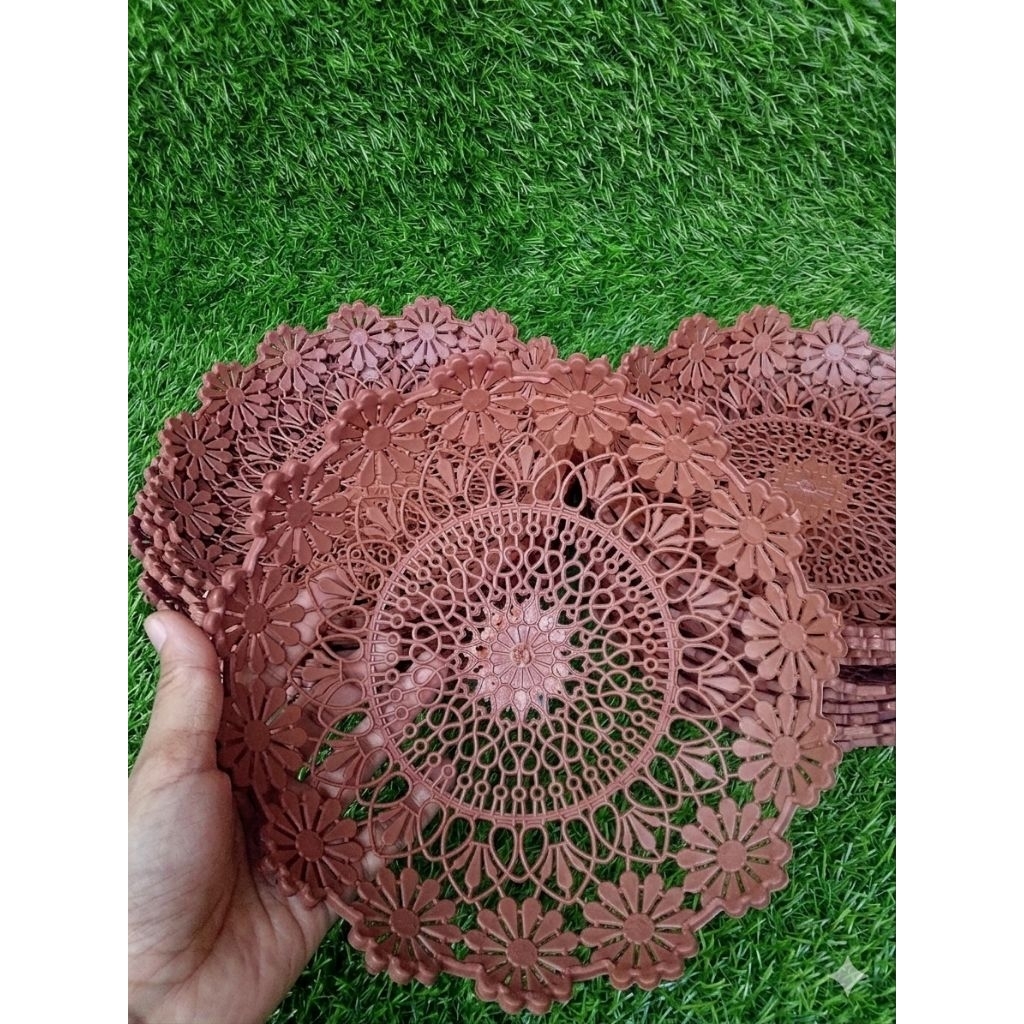 1 LUSIN ( 12PCS ) PIRING ROTAN PLASTIK | PIRING PRASMANAN PLASTIK