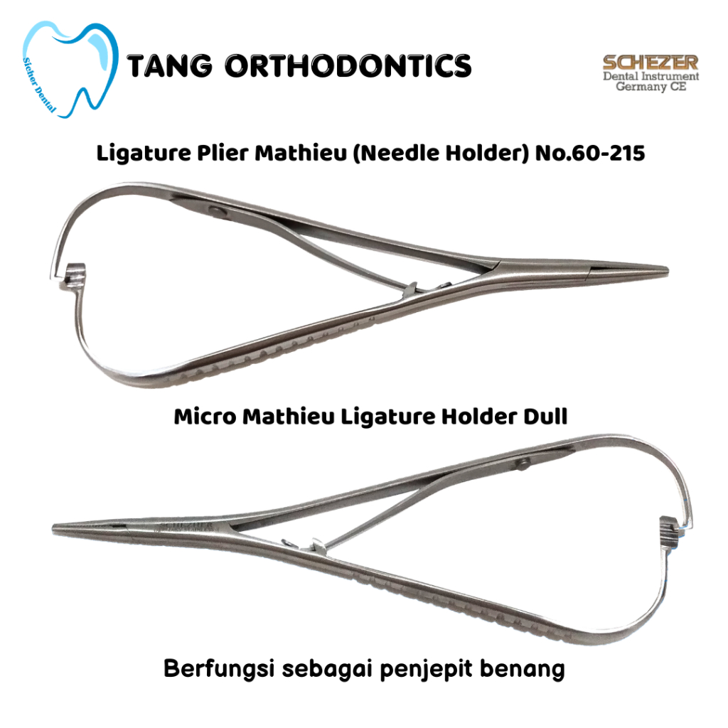 Tang Micro Mathieu Ligature Holder Dull/Penjepit Karet Ortho/Needle Holder 14 cm - Schezer