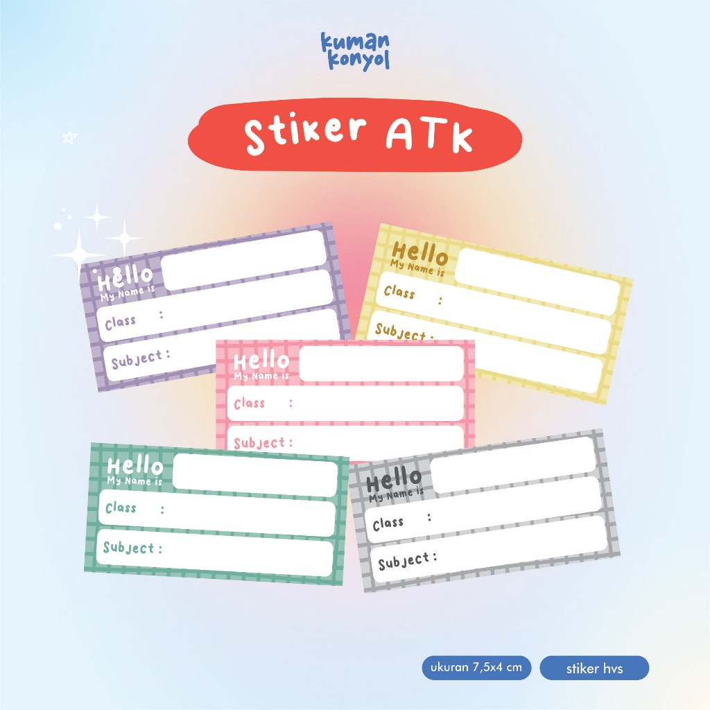STIKER NAMA CANDY POLOS - STIKER BUKU PELAJARAN - STIKER SEKOLAH - LABEL NAMA BUKU SEKOLAH - CUTE LA