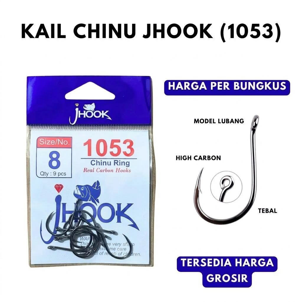 Mata Kail Pancing Karbon Chinu Ring 1053 Jhook | carbon fishing hook super tajam dan kuat mancing ik