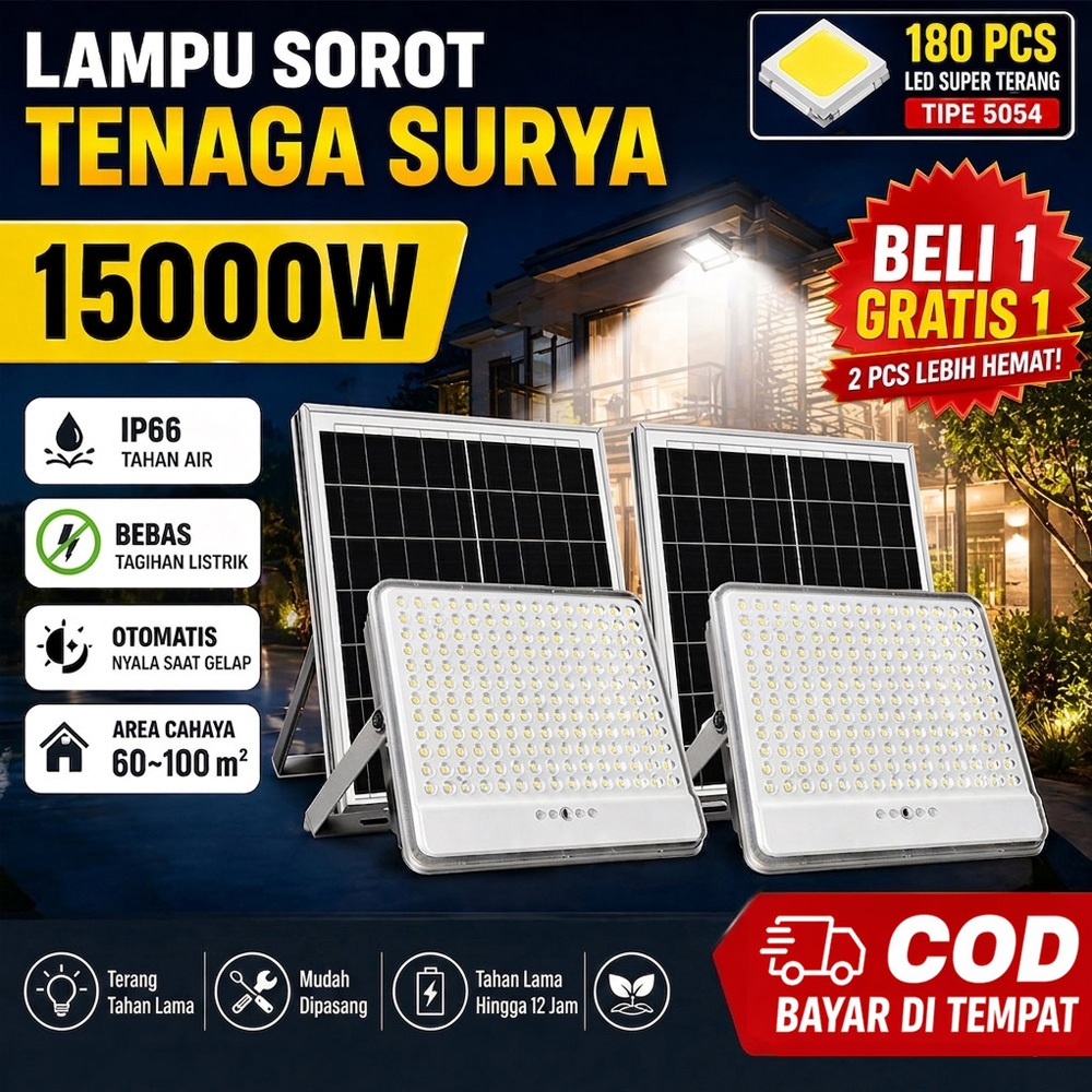 NOVAE |COD| Lampu Sorot Tenaga Surya 15000W Lampu Taman Tenaga Surya Outdoor Lampu Jalan Tenaga Sury