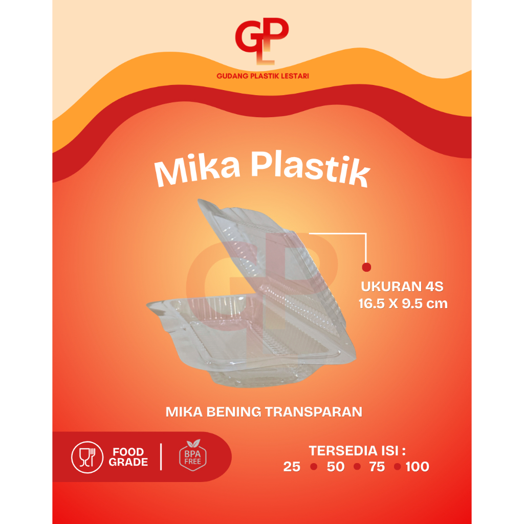 [ISI 50/100] Mika Plastik Makanan 4S Food Grade ukuran 16.5x9.5 cm