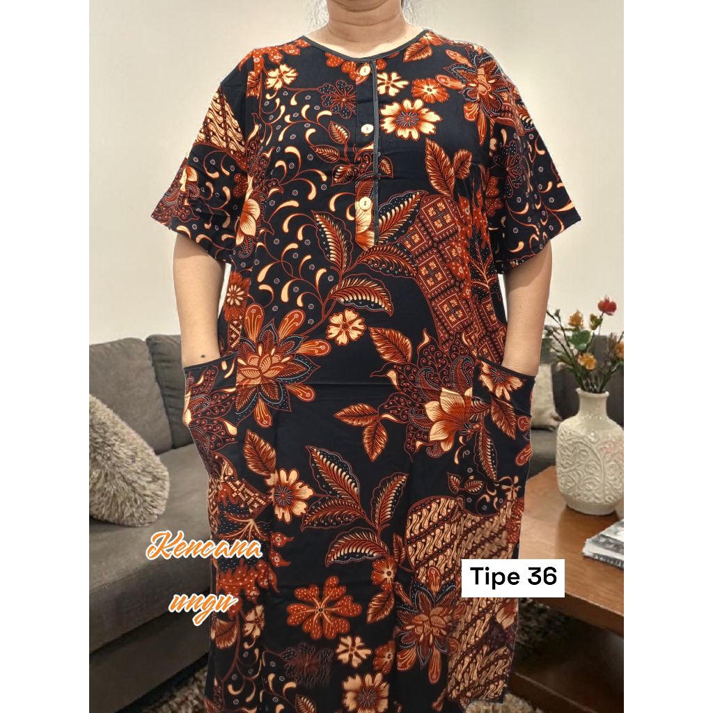 Daster Batik Kencana Ungu label Biru tipe 09/36