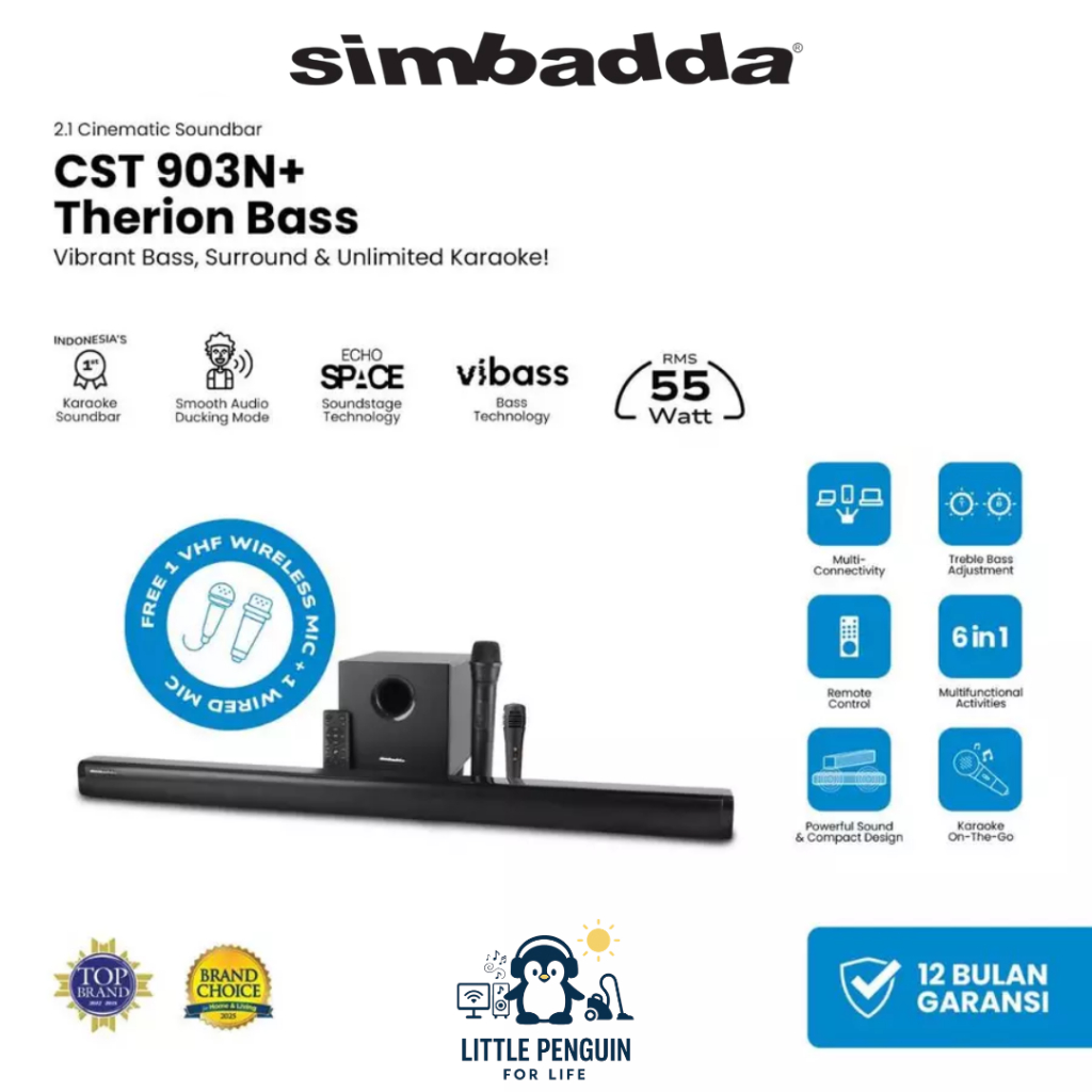 Simbadda CST 903N+ Therion Bass Speaker Bluetooth 5.3 Soundbar Karaoke TV | CST930N