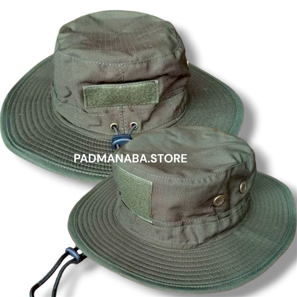 Topi Rimba Hijau Army// Topi Rimba Full Kawat//Topi Rimba Tactical//Topi Rimba Velcro