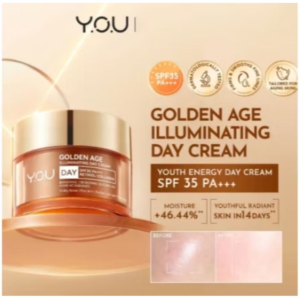 YOU Golden Age Illuminating Day Cream 30g | Cream Wajah | Anti-Aging | Cream Siang Retinol | SPF 30 