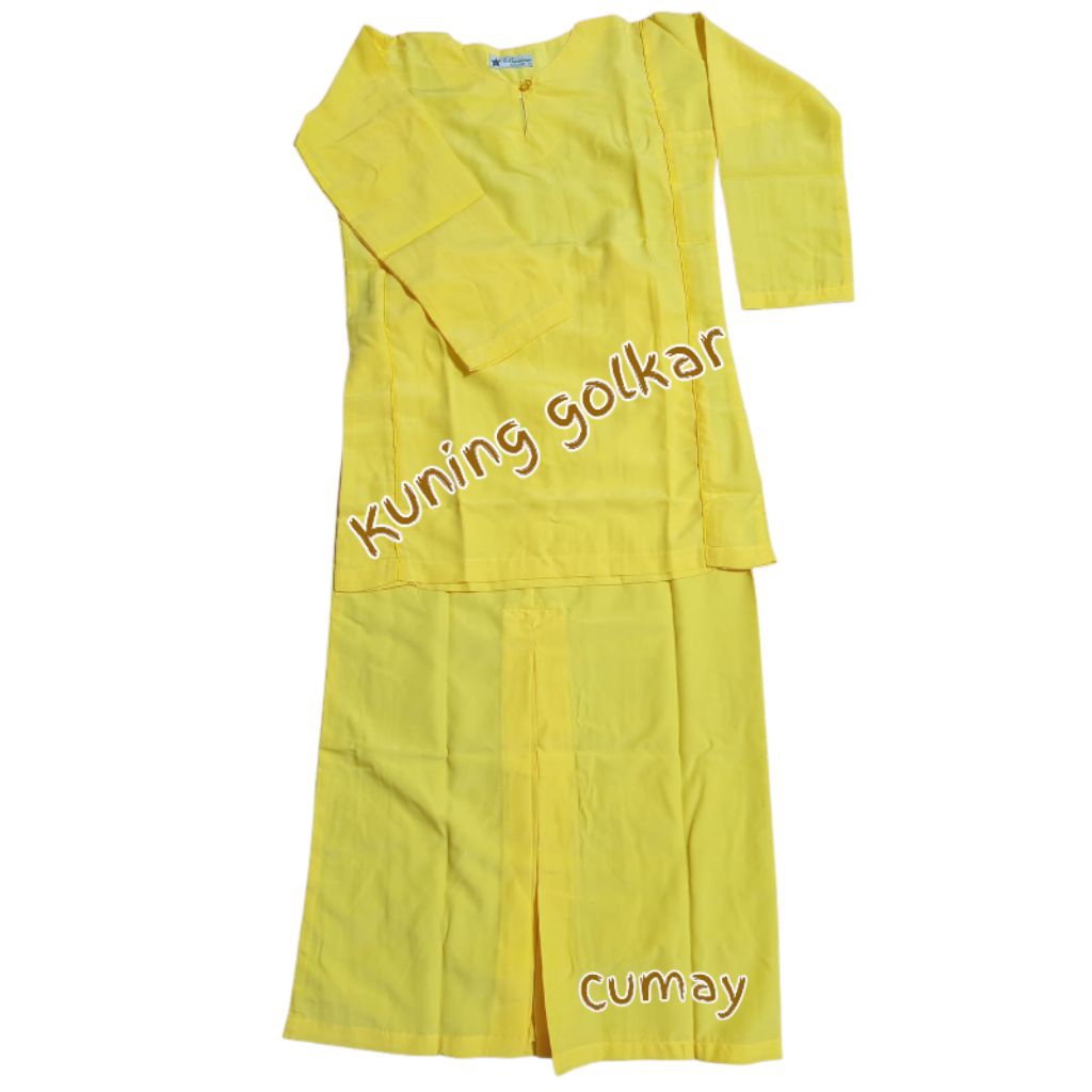 Baju Melayu Perempuan Warna Kuning Golkar Stelan Basiba Seragam Sekolah SD, SMP, SMA & Mengaji