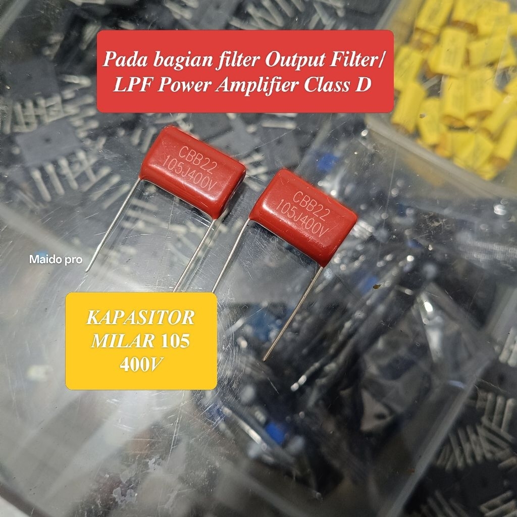 Kapasitor 105 400v kapasitor Milar 1uf 400v