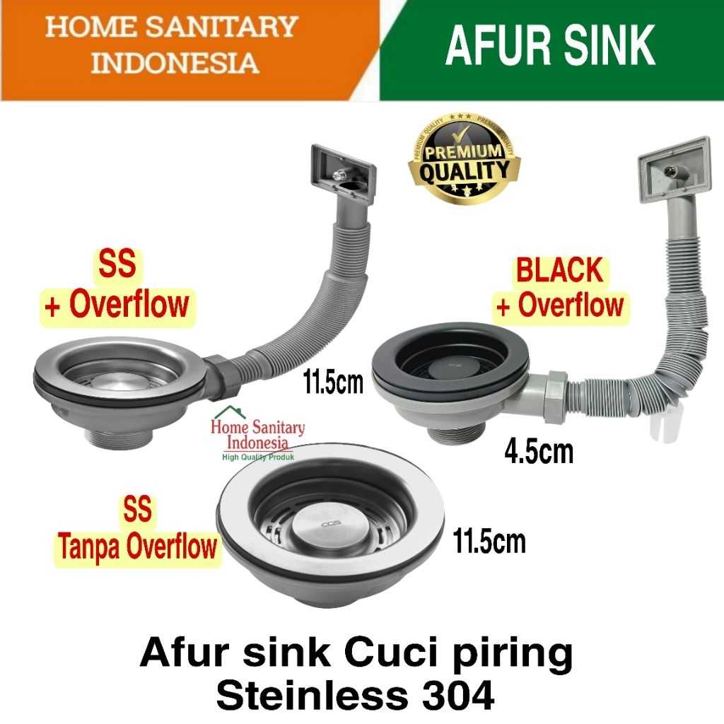 HSI | Afur Bak Cuci Piring Saringan Sink Bak Cuci piring Kotak / Bulat / OverFlow Steinless 304 blac