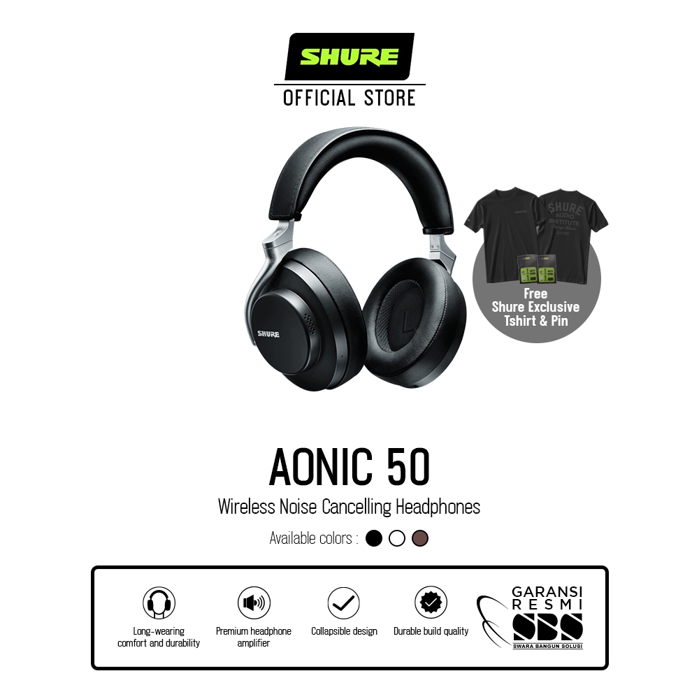 Shure AONIC 50 Headphone Nirkabel dengan Noise Cancelling