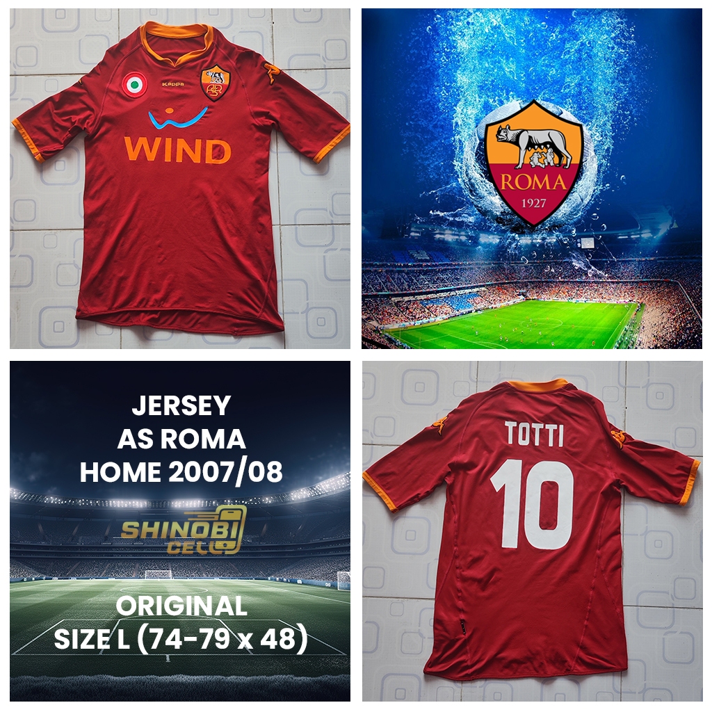 Jersey AS Roma Home 2007 / 08 TOTTI #10 Size L