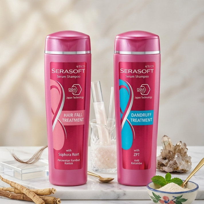Serasoft Sampo - Shampoo Serasoft 170ml - Anti Ketombe, Perawatan Rambut Rontok, Rambut Lebih Hitam 