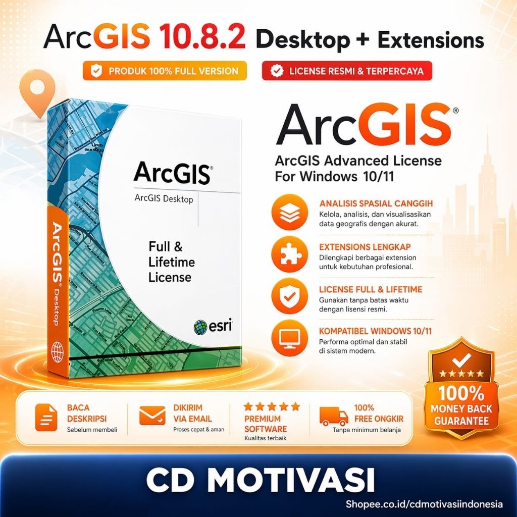 ArcGIS 10.8.2 Desktop Advanced Full Version Lifetime - Software Pemetaan GIS & Analisis Spasial