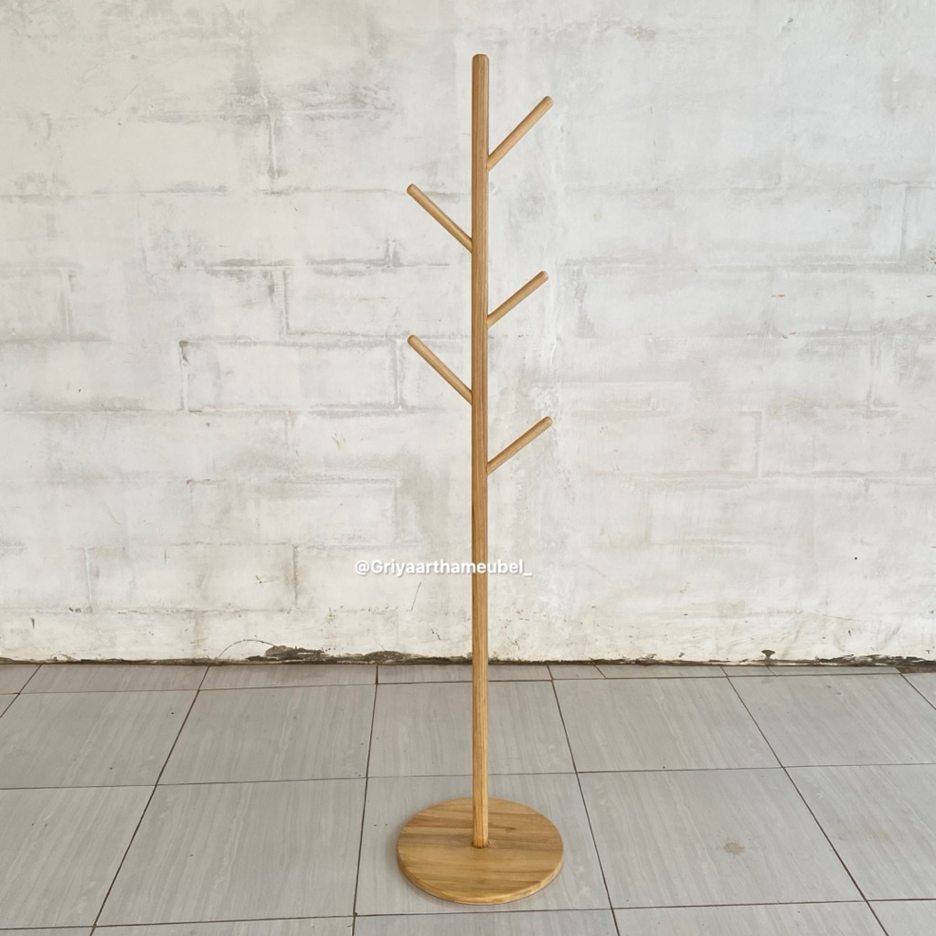 Hanger tempat topi kayu jati Stand gantungan barang kayu jati aestetic