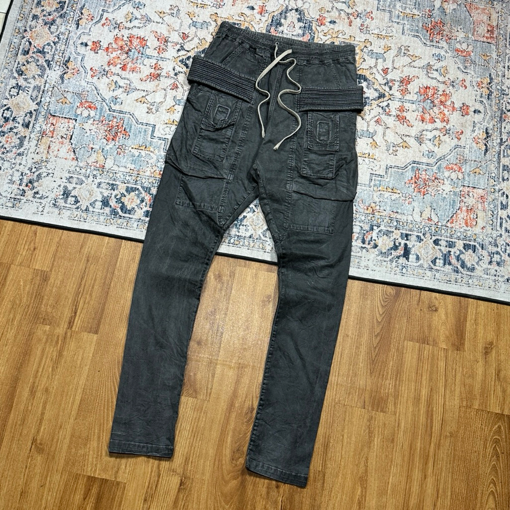 RICK OWENS DRKSHDW WAXED CARGO PANTS SECOND