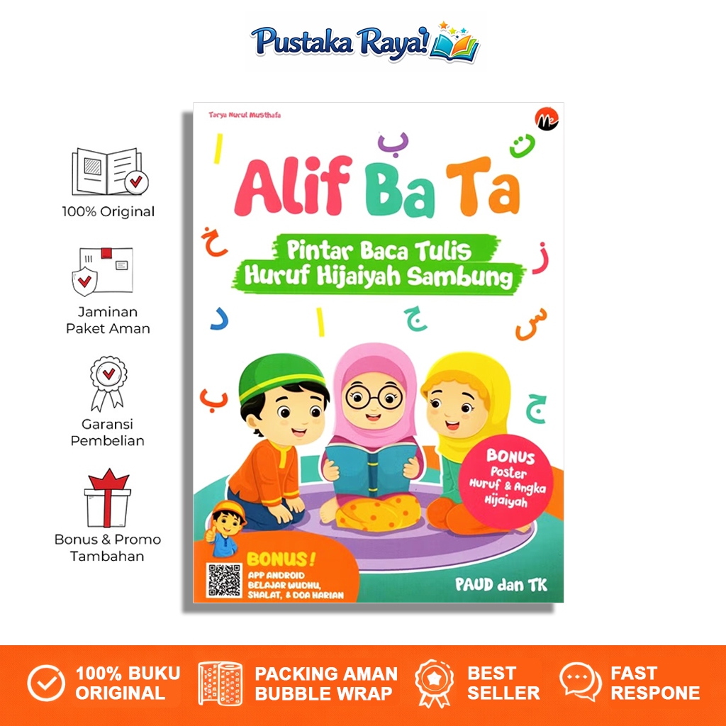 Buku Anak Islami TK PAUD Alif Ba Ta Pintar Baca Tulis Huruf Hijaiyah Sambung Bonus Poster / PT MAGEN